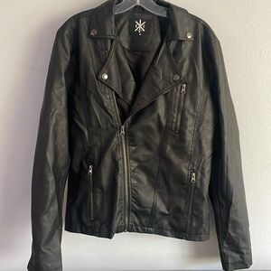 Kill City Black Faux Leather Moto Jacket Size M